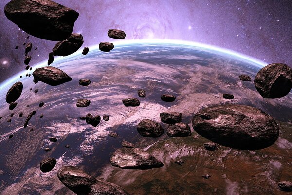 Astéroïdes volants dans l espace belle photo