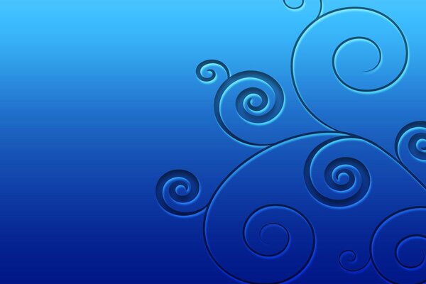 Motif abstrait de boucles sur fond bleu