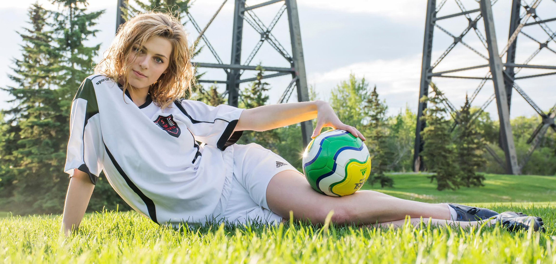 break time footballeuse ballon