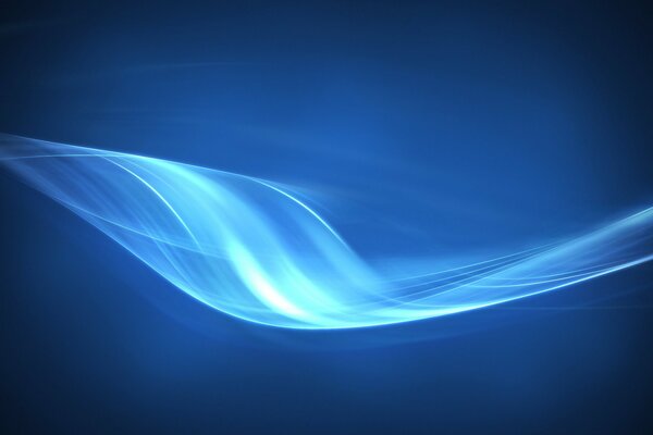 Lignes courbes de lumière sur fond bleu
