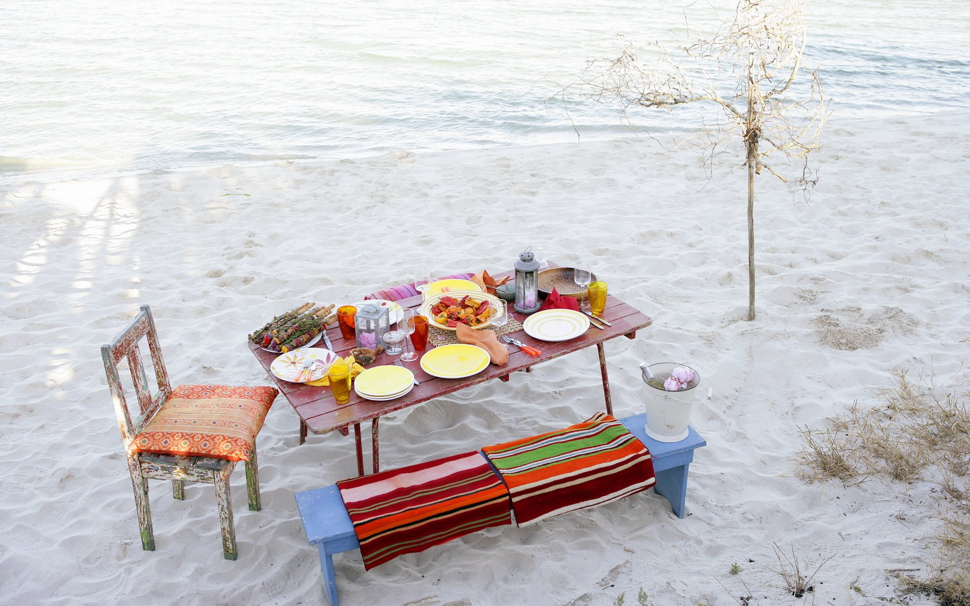 nourriture table plage