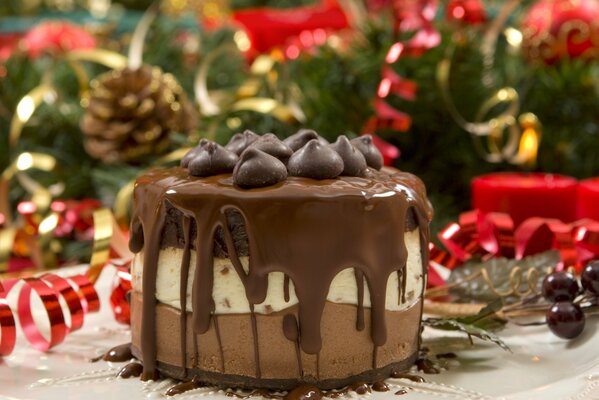 Gâteau au chocolat au nouvel an à la crème