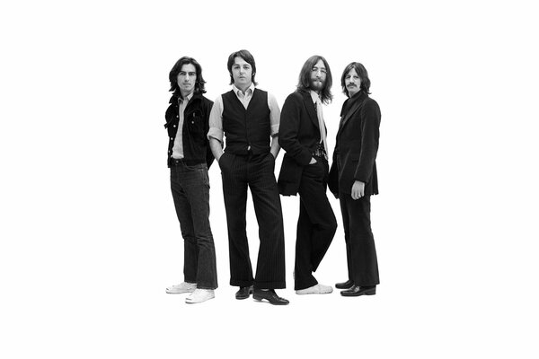 Artistes du groupe Beatles sur fond blanc