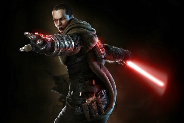 Héros de Star Wars avec un sabre laser