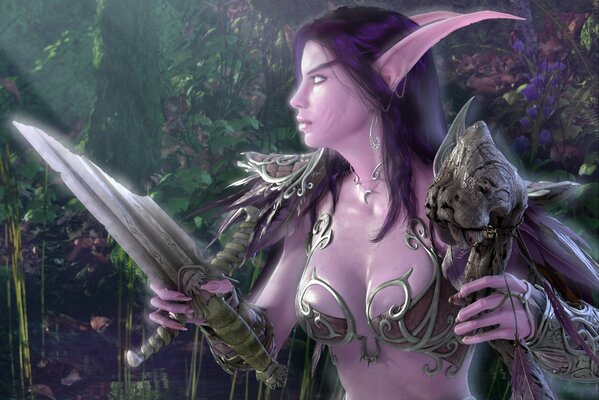 Image fantastique d un elfe avec un fragment d épée dans les mains