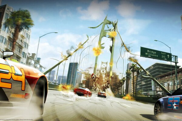 Courses de voitures folles dans la ville