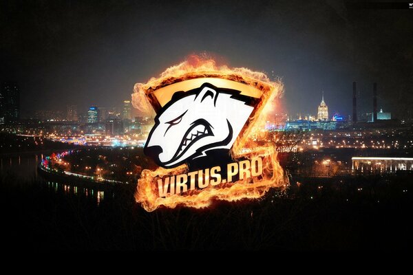 Logo de l ours polaire sur le fond de la ville de nuit