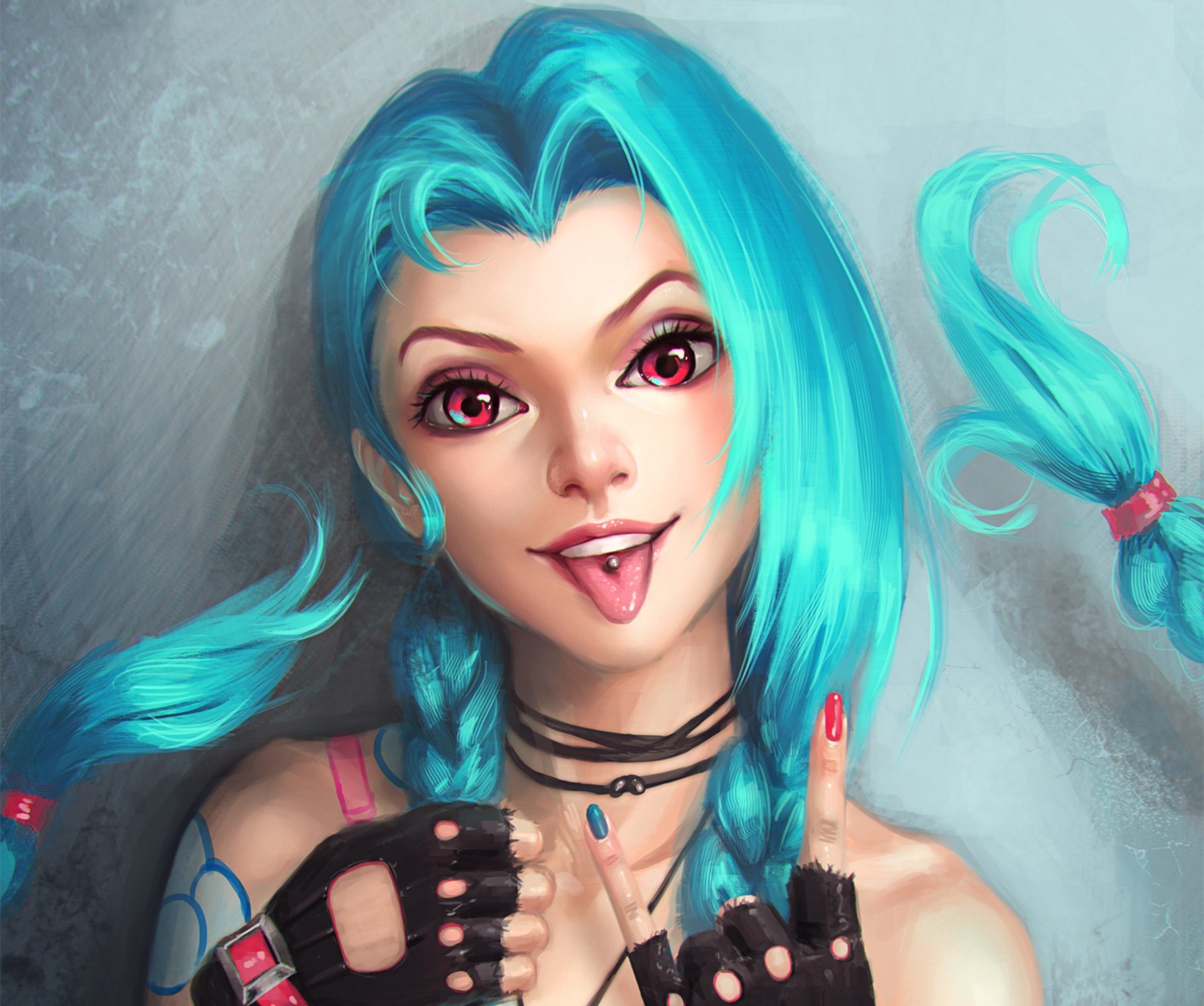 jinx lol cheveux bleus ligue des légendes langue