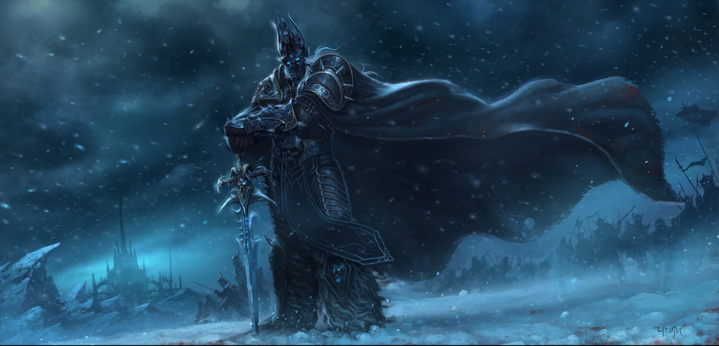 art chao yuan xu world of warcraft arthas guerrier neige armée château épée manteau vent
