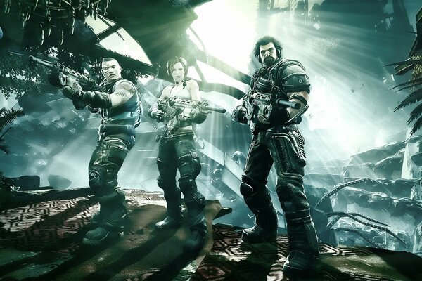 Les voyous avec des armes du jeu bulletstorm