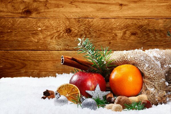 Mandarines enneigées à Noël