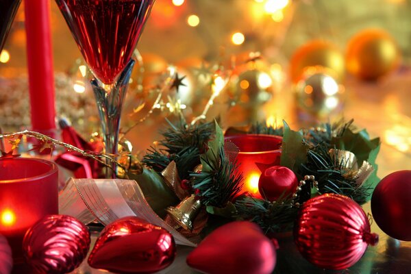Boules rouges. Ambiance de Noël