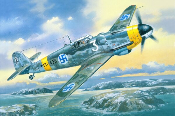 Chasseur monomoteur allemand dans le ciel