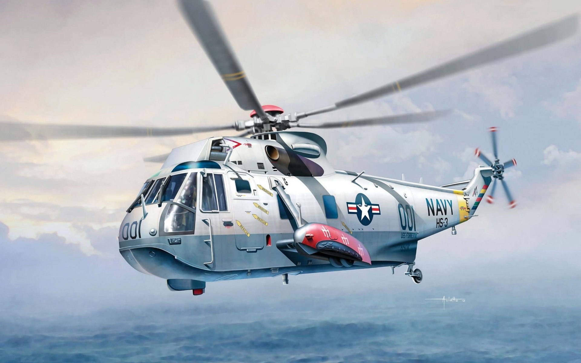 hélicoptère sikorsky s-61-sh-3 mer roi anti-sous-marin transport marine états-unis