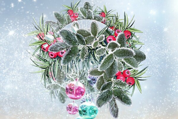 Baies de jouet de Noël avec givre