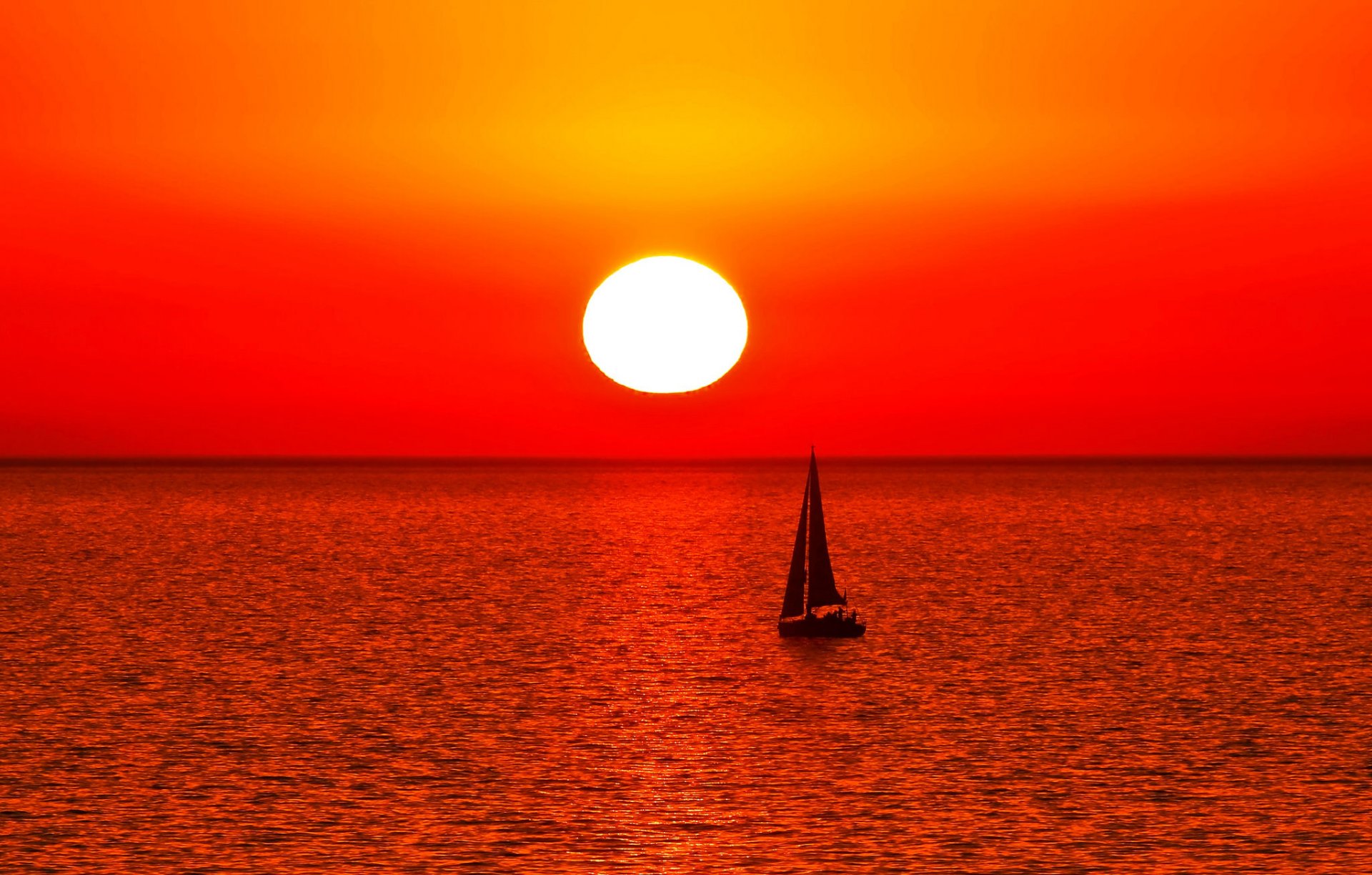ciel soleil coucher de soleil mer bateau voile