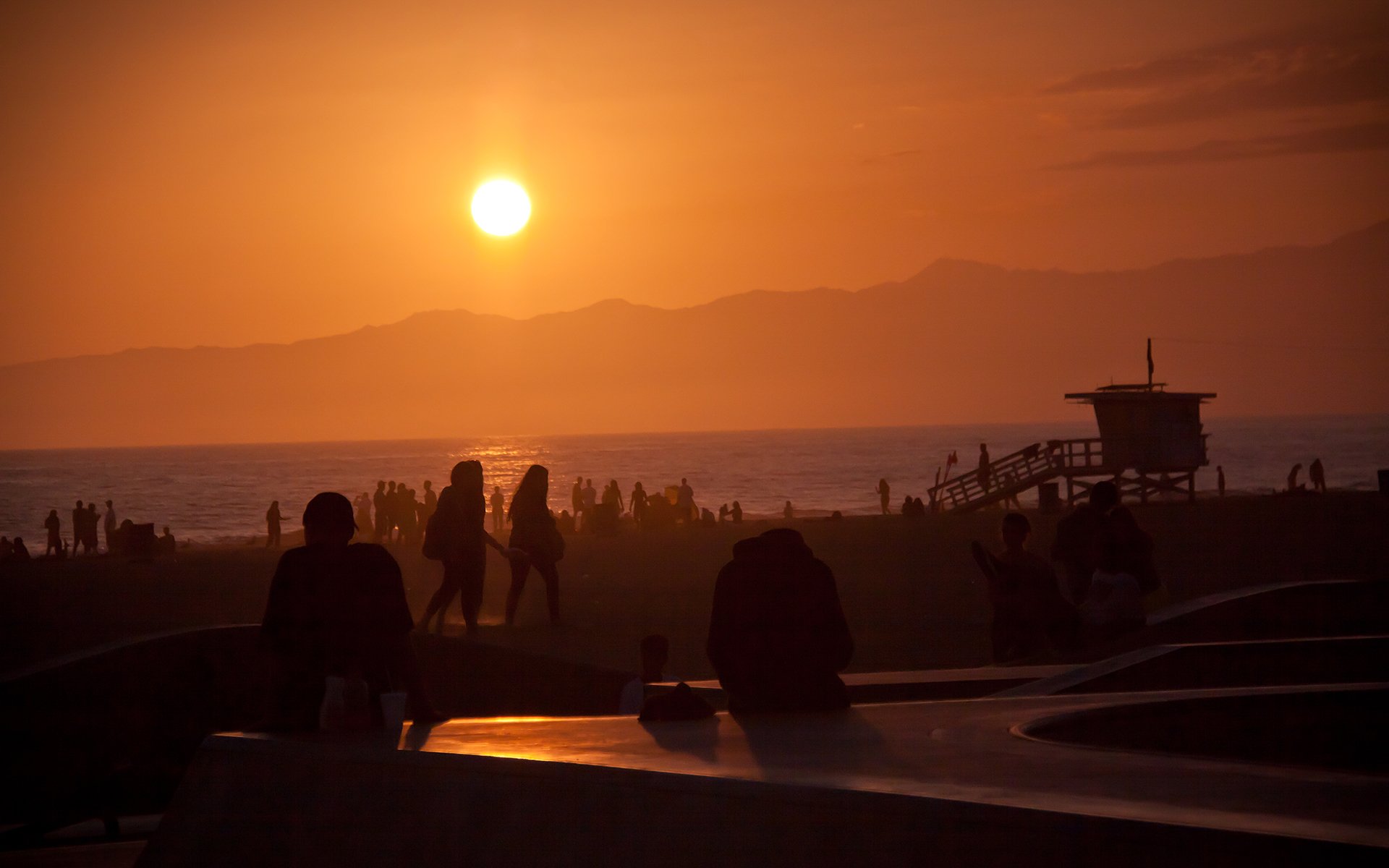 coucher de soleil été plage de venise la los angeles californie usa océan