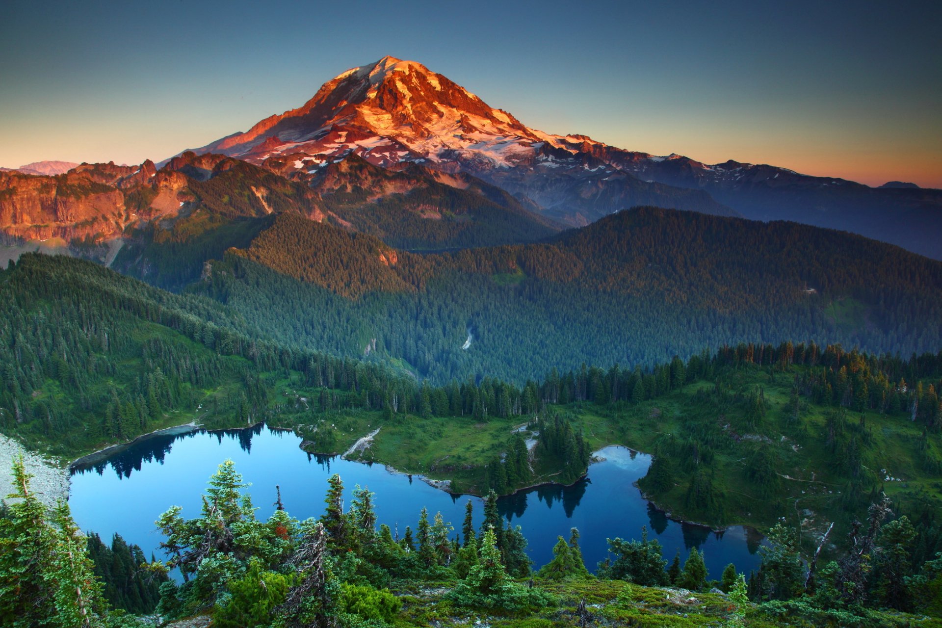 parc montagnes paysage états-unis mf rainier washington d en haut lac nature photo